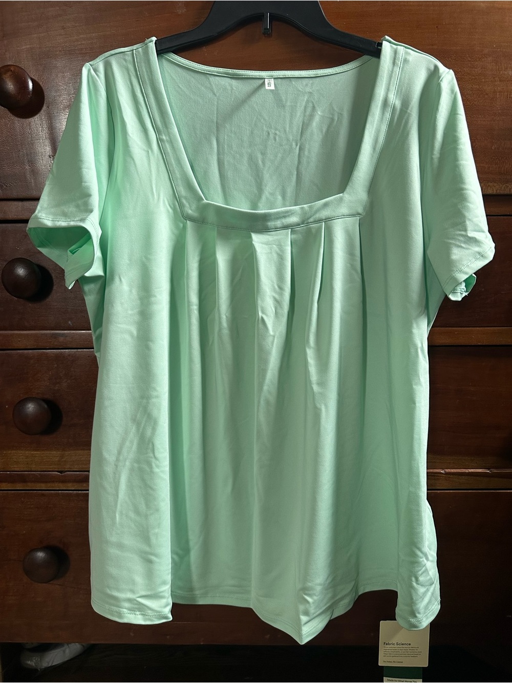 HALARA Mint Green Square Neck Short Sleeve Top